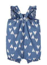 Heart denim romper